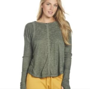 Free People Movement Lay Up Long Sleeve Green Top | Size Medium